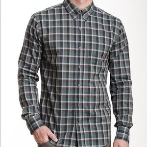Vince Plaid Long Sleeve Burton Up Shirt Green XXL